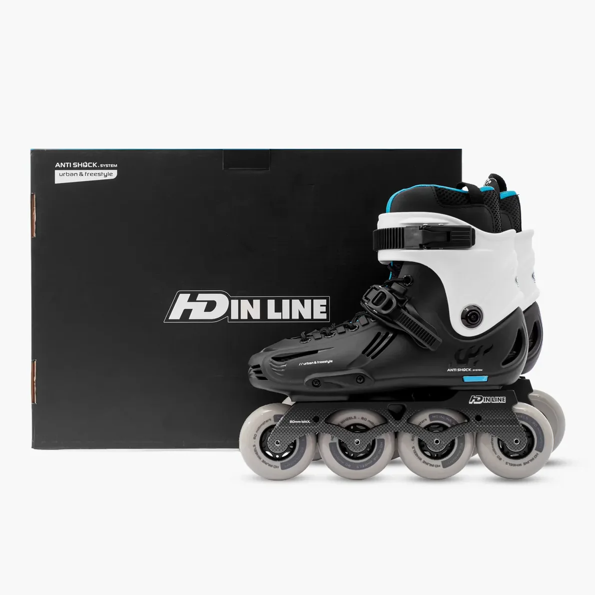PATINS HD INLINE SKY PRETO/BRANCO | 80mm ABEC-9