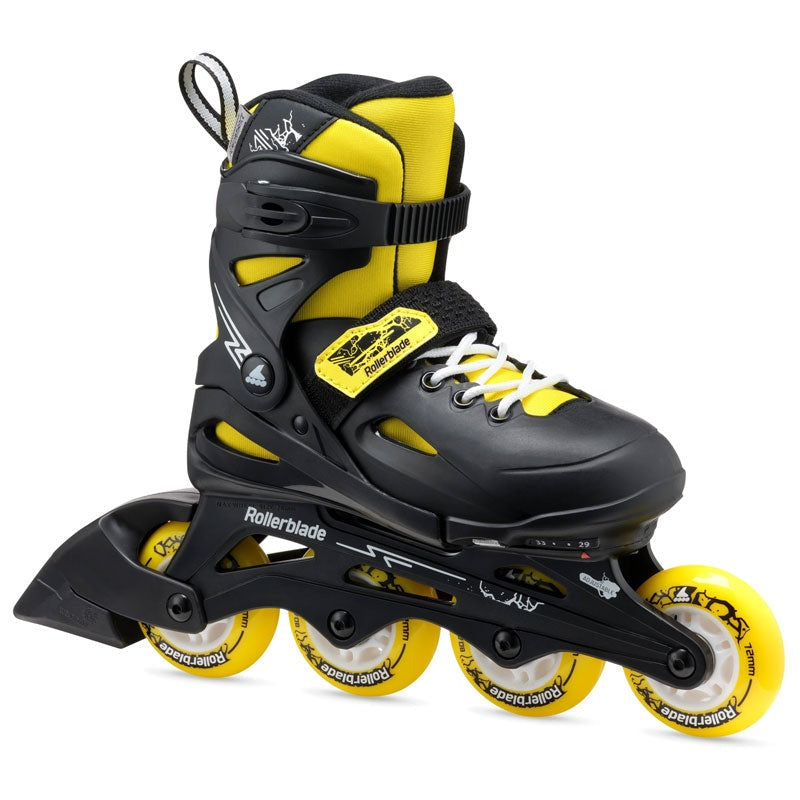 PATINS ROLLERBLADE FURY AJUSTAVEL PRETO/AMARELO | 72mm 80a
