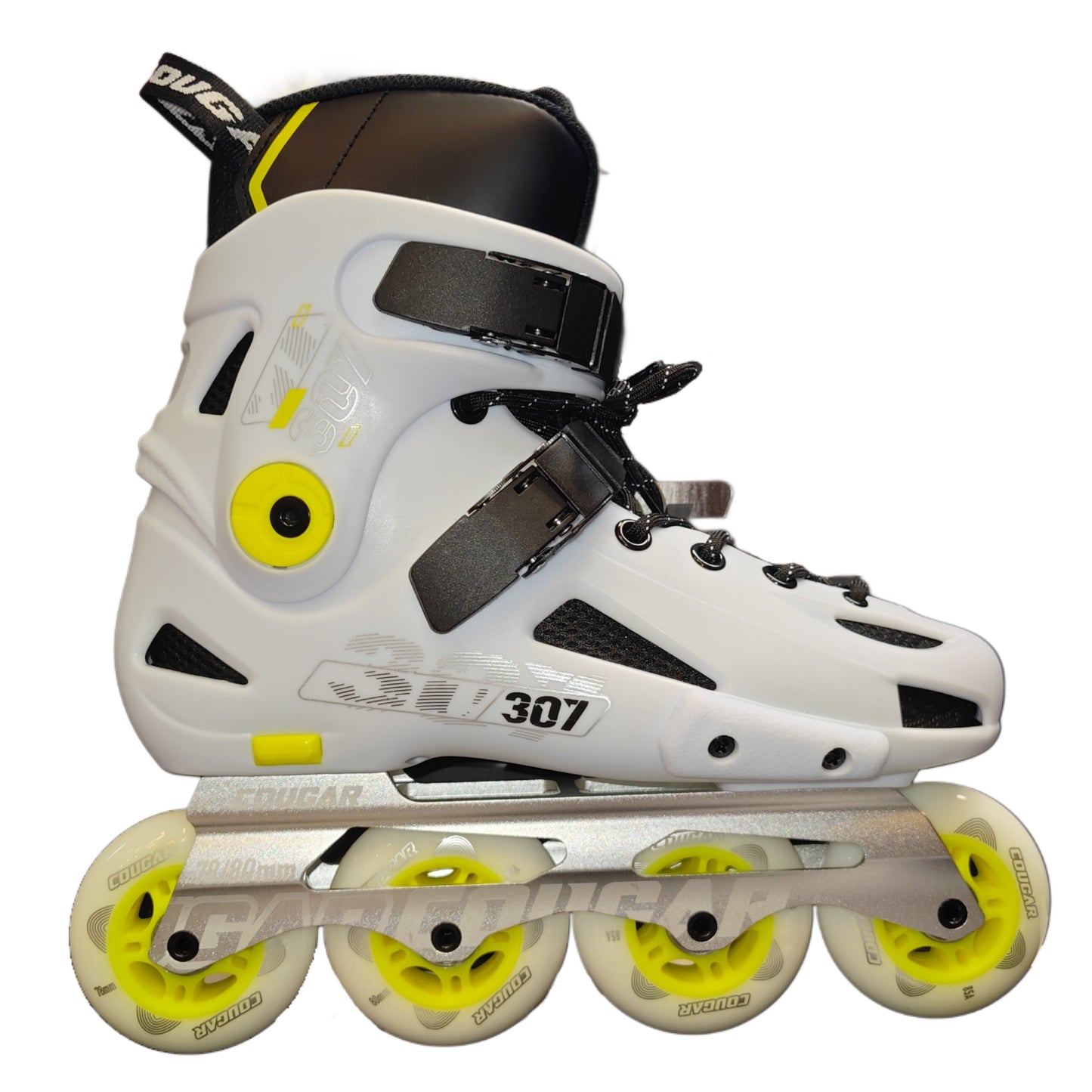 PATINS INLINE COUGAR MZS307C BRANCO | ROQUEADO Abec 7 Cromo
