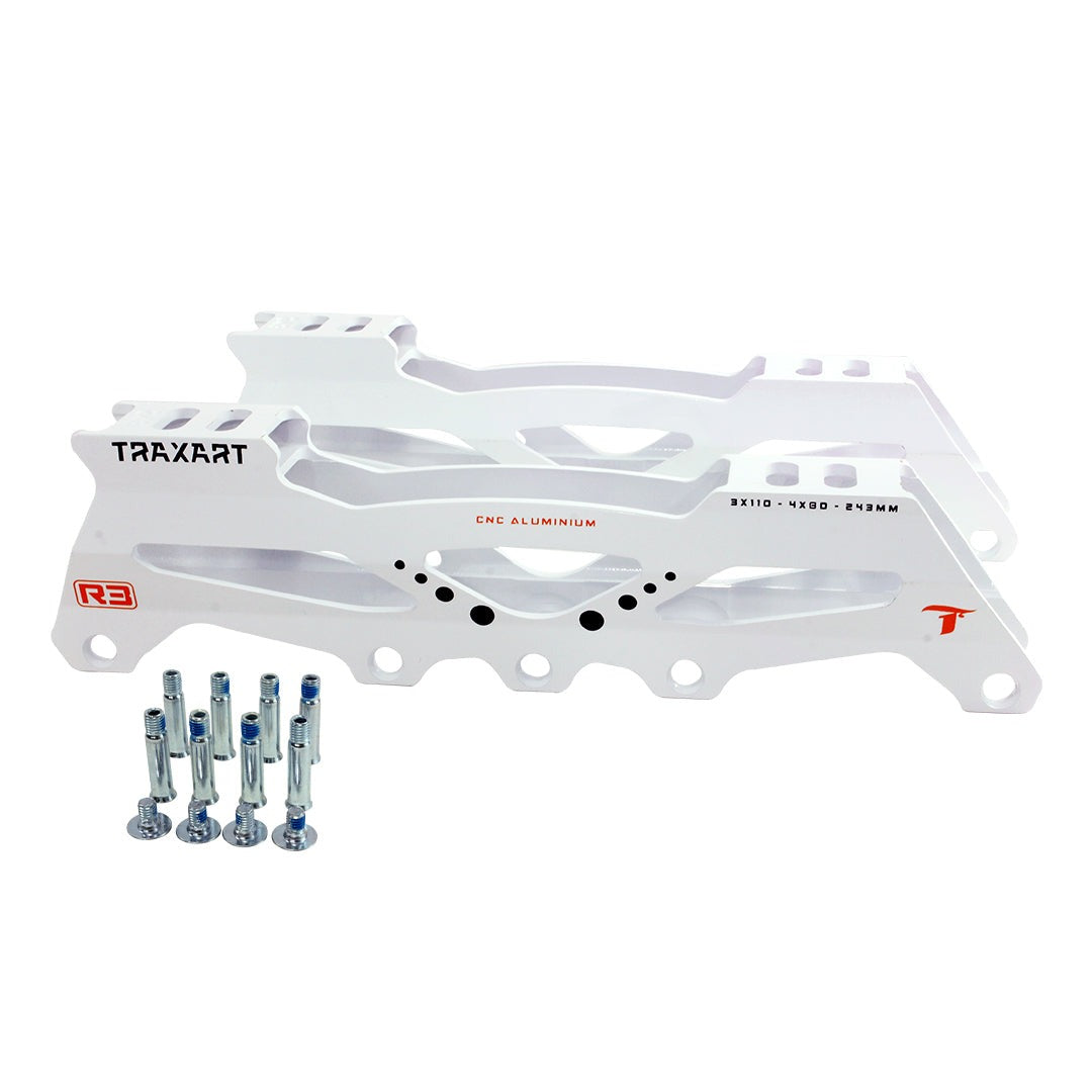 BASE HÍBRIDA PARA PATINS INLINE TRAXART BRANCO | 4X80mm 3x110mm