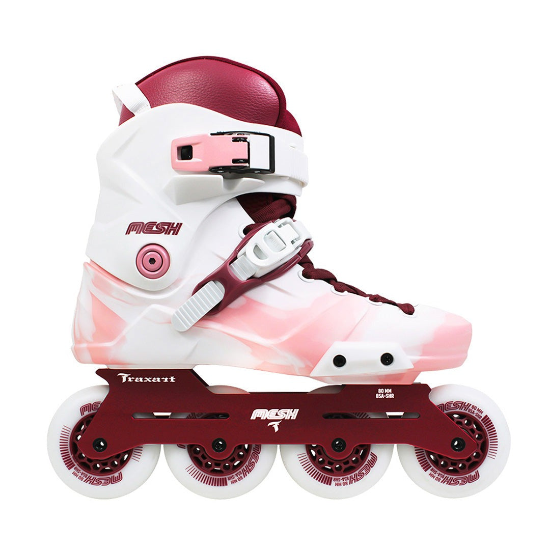 PATINS TRAXART MESH BRANCO E PINK | 80mm Abec-9