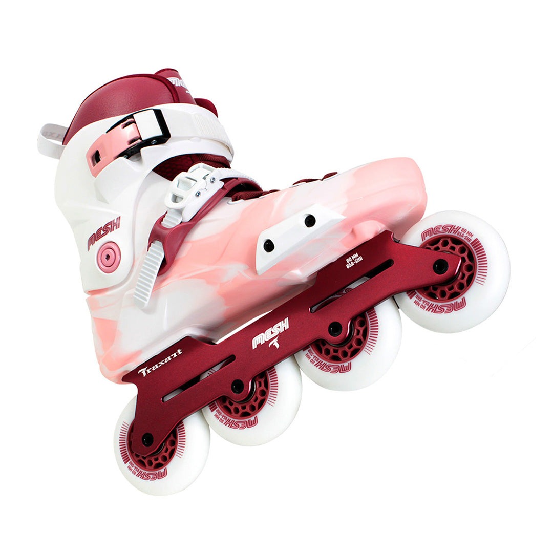 PATINS TRAXART MESH BRANCO E PINK | 80mm Abec-9