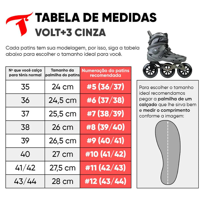 PATINS TRAXART VOLT+ 3 CINZA - 110 MM - ABEC 9 CROMO