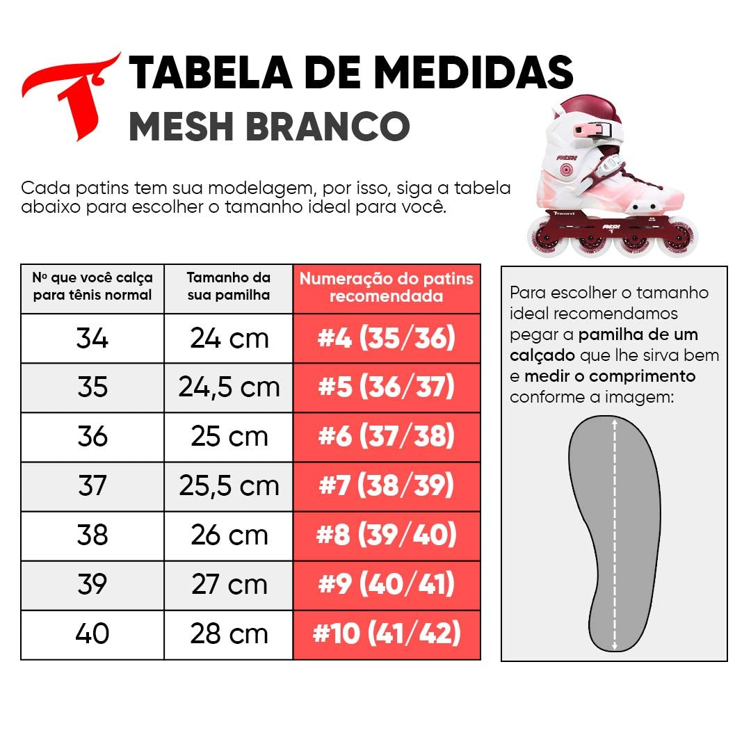 PATINS TRAXART MESH BRANCO E PINK | 80mm Abec-9