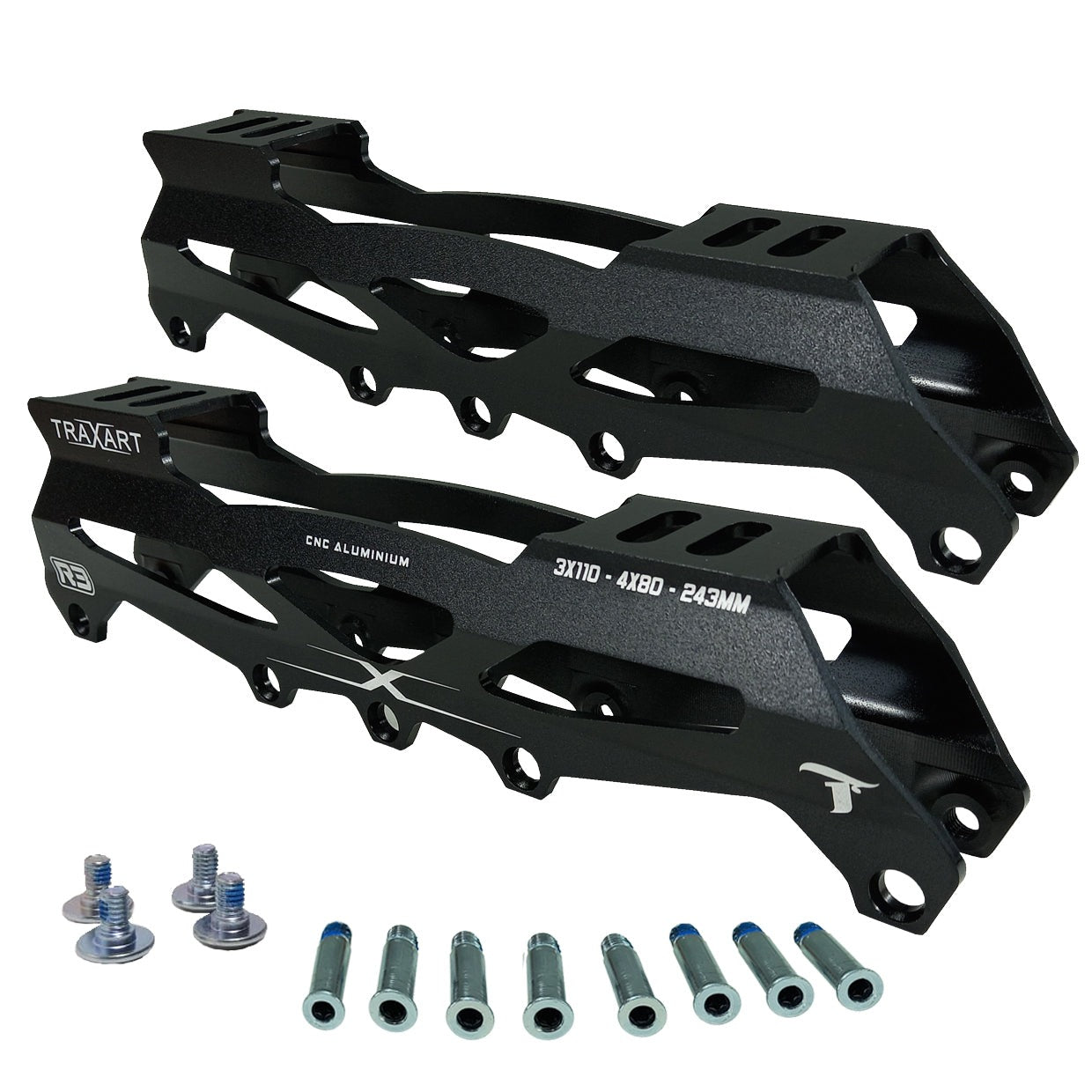 BASE HÍBRIDA PARA PATINS INLINE TRAXART PRETO | 4X80mm 3x110mm