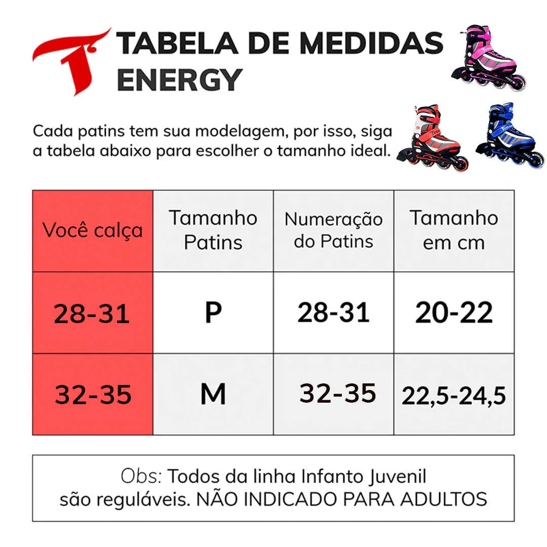 PATINS INLINE INFANTIL REGULÁVEL TXT ENERGY | Abec 5