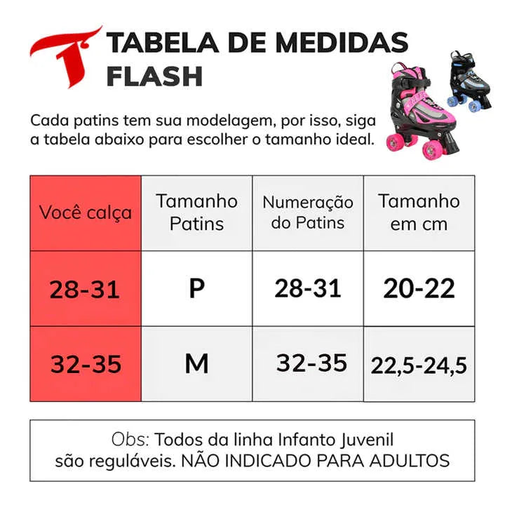 PATINS QUAD INFANTIL FLASH AZUL | 54mm Abec 7