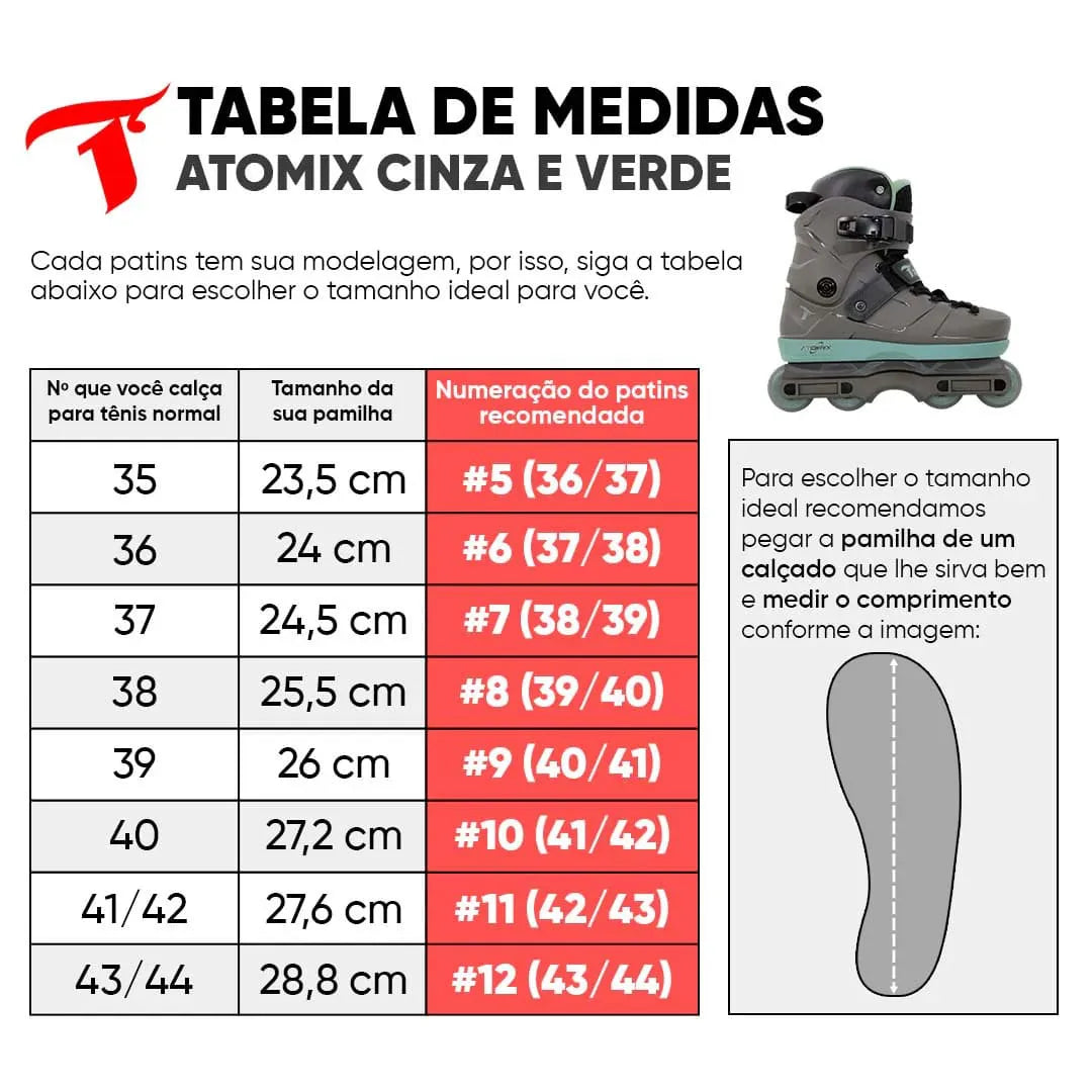PATINS STREET ATOMIX TRAXART VERDE/CINZA | 59mm 90a