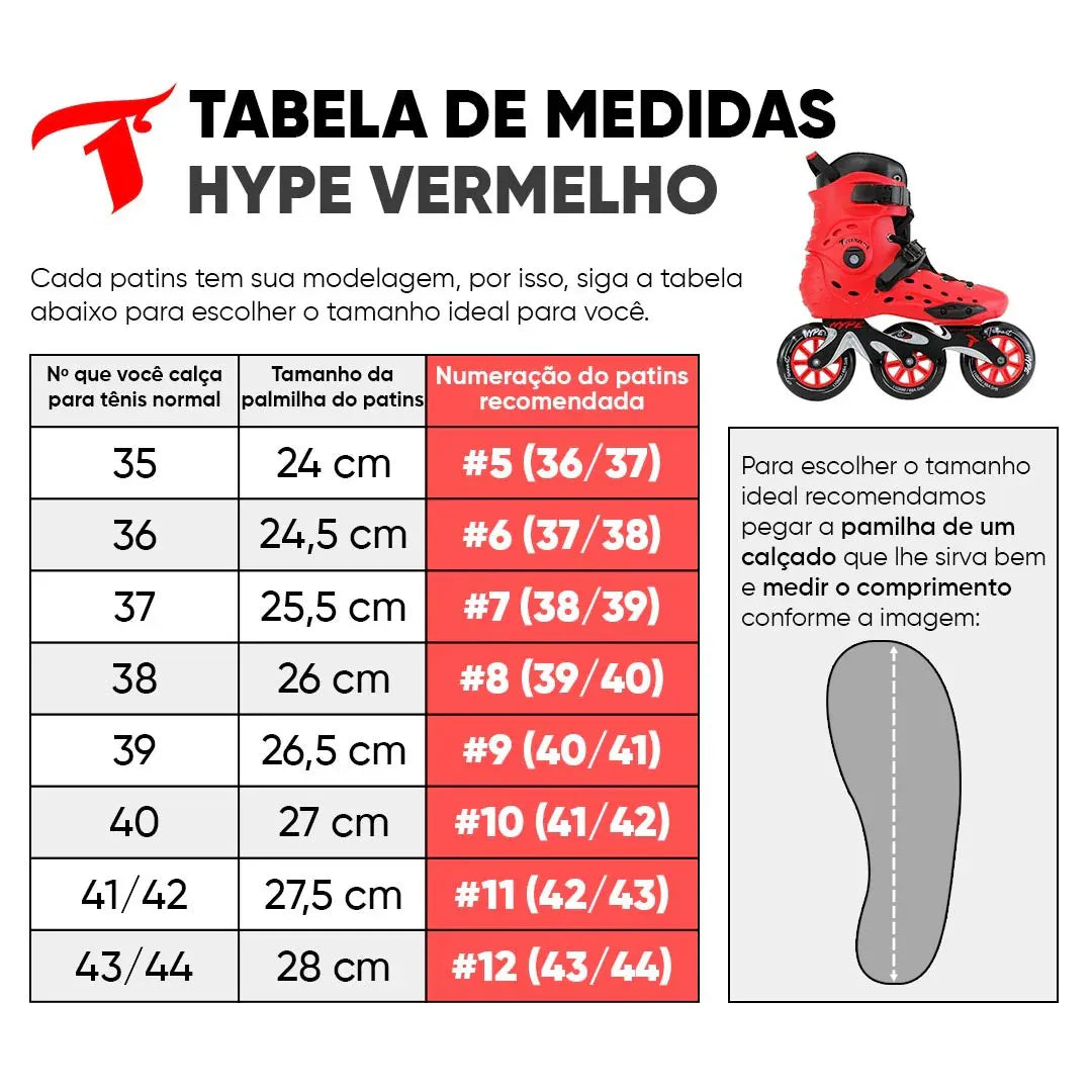 PATINS HYPE VERMELHO | 110mm Abec 9