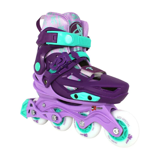 PATINS X-LIGHT ROXO REGULÁVEL COM RODA DE LED