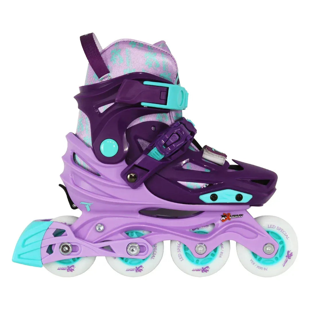 PATINS X-LIGHT ROXO REGULÁVEL COM RODA DE LED