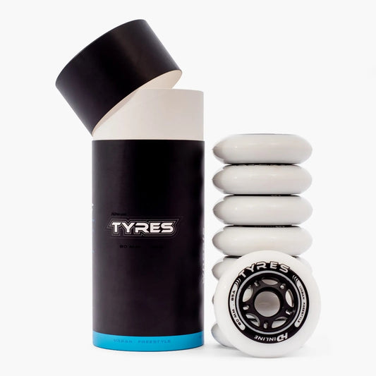 JOGO DE RODAS HD INLINE TYRES (8UN) BRANCO | 80mm 85a