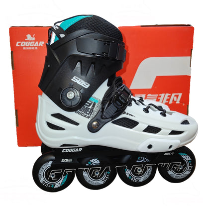PATINS INLINE COUGAR MZS509C BRANCO | ROQUEADO ABEC 7