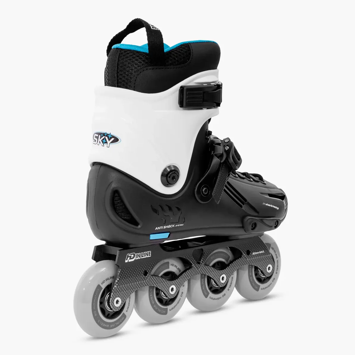 PATINS HD INLINE SKY PRETO/BRANCO | 80mm ABEC-9