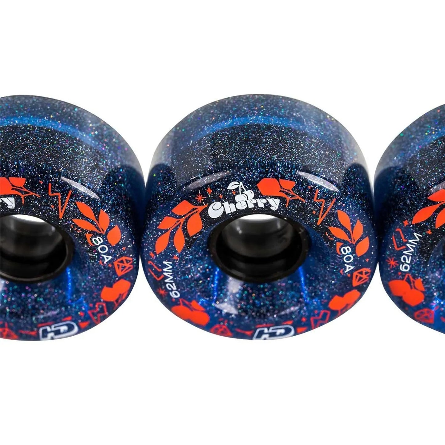 JOGO DE RODAS HD INLINE CHERRY AZUL GLITTER | 62mm 80a