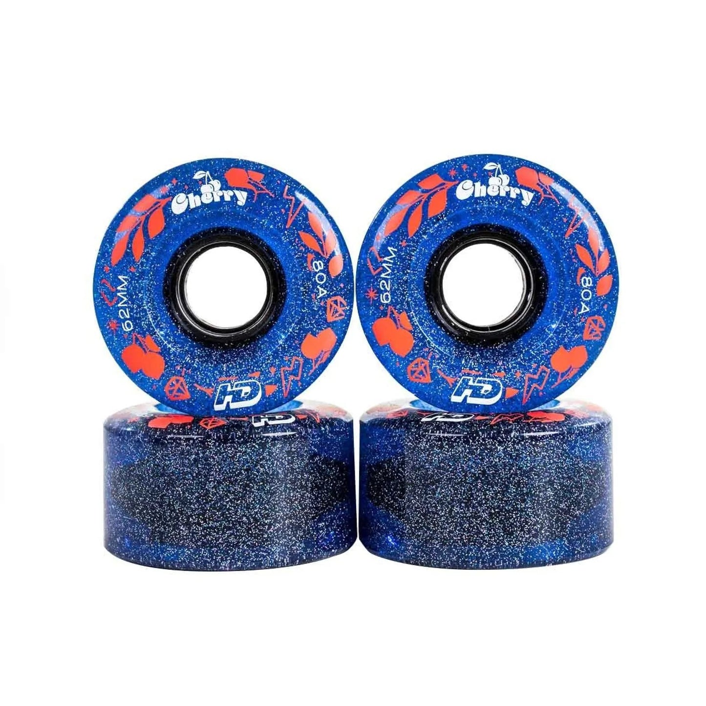 JOGO DE RODAS HD INLINE CHERRY AZUL GLITTER | 62mm 80a