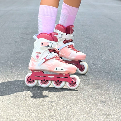 PATINS TRAXART MESH BRANCO E PINK | 80mm Abec-9