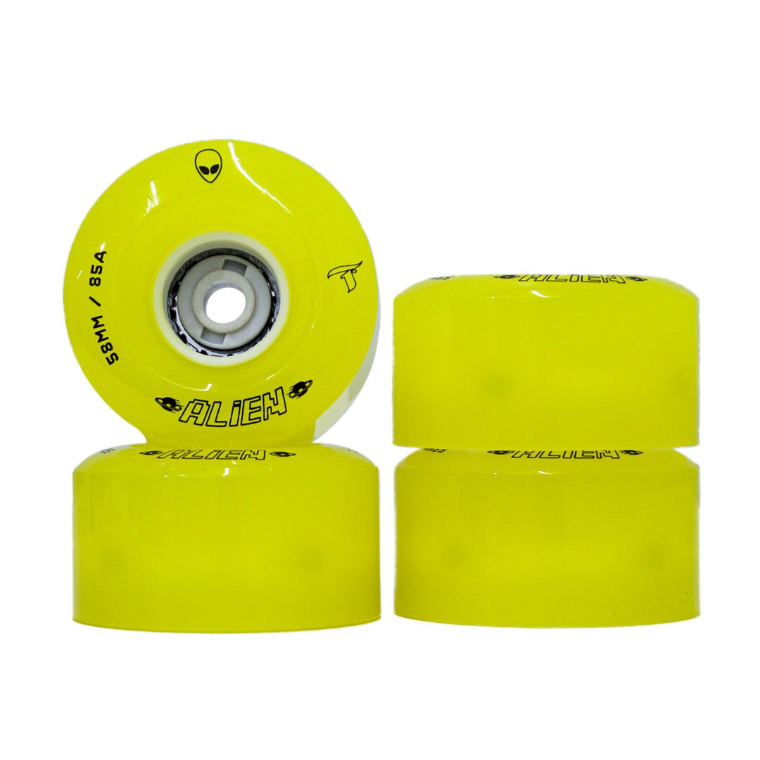 JOGO DE RODAS QUAD TRAXART LED ALIEN AMARELO | 58X32mm 85a