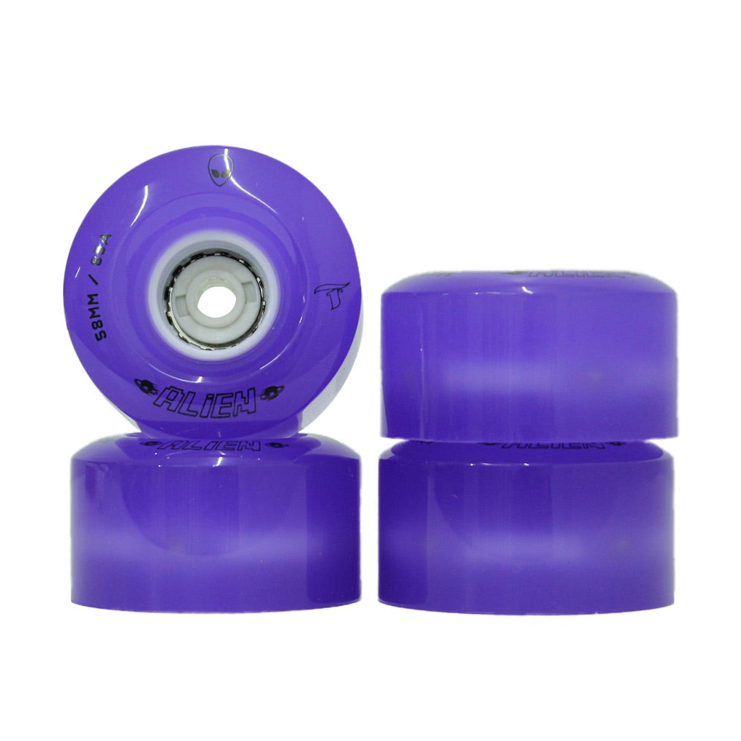 JOGO DE RODAS QUAD TRAXART LED ALIEN ROXO | 58X32mm 85a