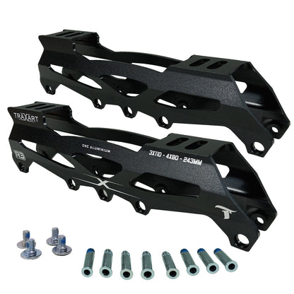 BASE HÍBRIDA PARA PATINS INLINE TRAXART PRETO | 4X80mm 3x110mm