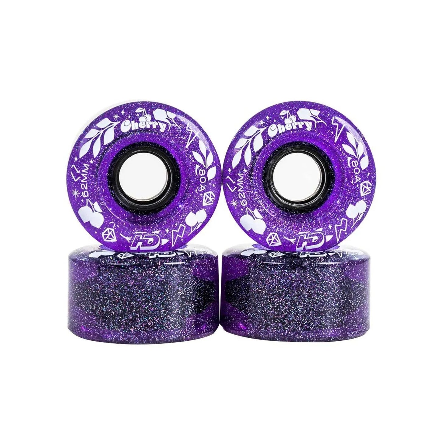 JOGO DE RODAS HD INLINE CHERRY ROXO GLITTER | 62mm 80a
