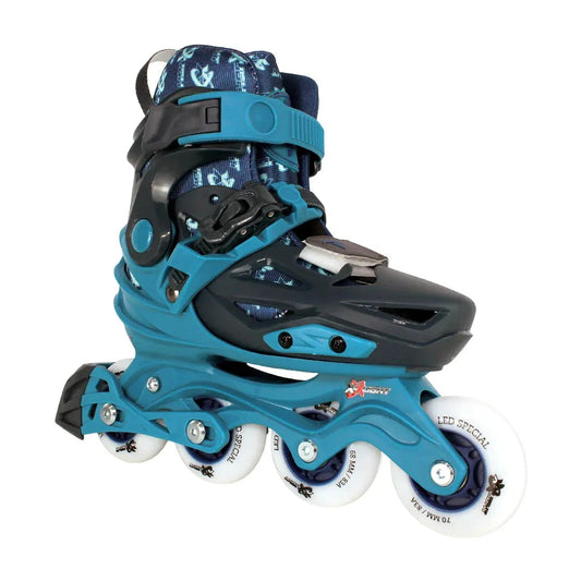 PATINS X-LIGHT AZUL REGULÁVEL COM RODA DE LED