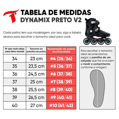 PATINS INLINE TRAXART DYNAMIX PRETO