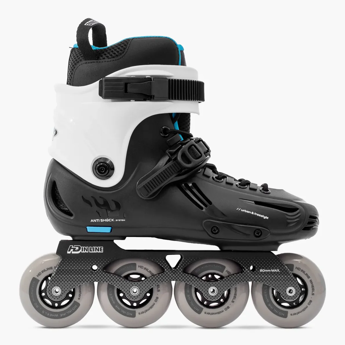 PATINS HD INLINE SKY PRETO/BRANCO | 80mm ABEC-9