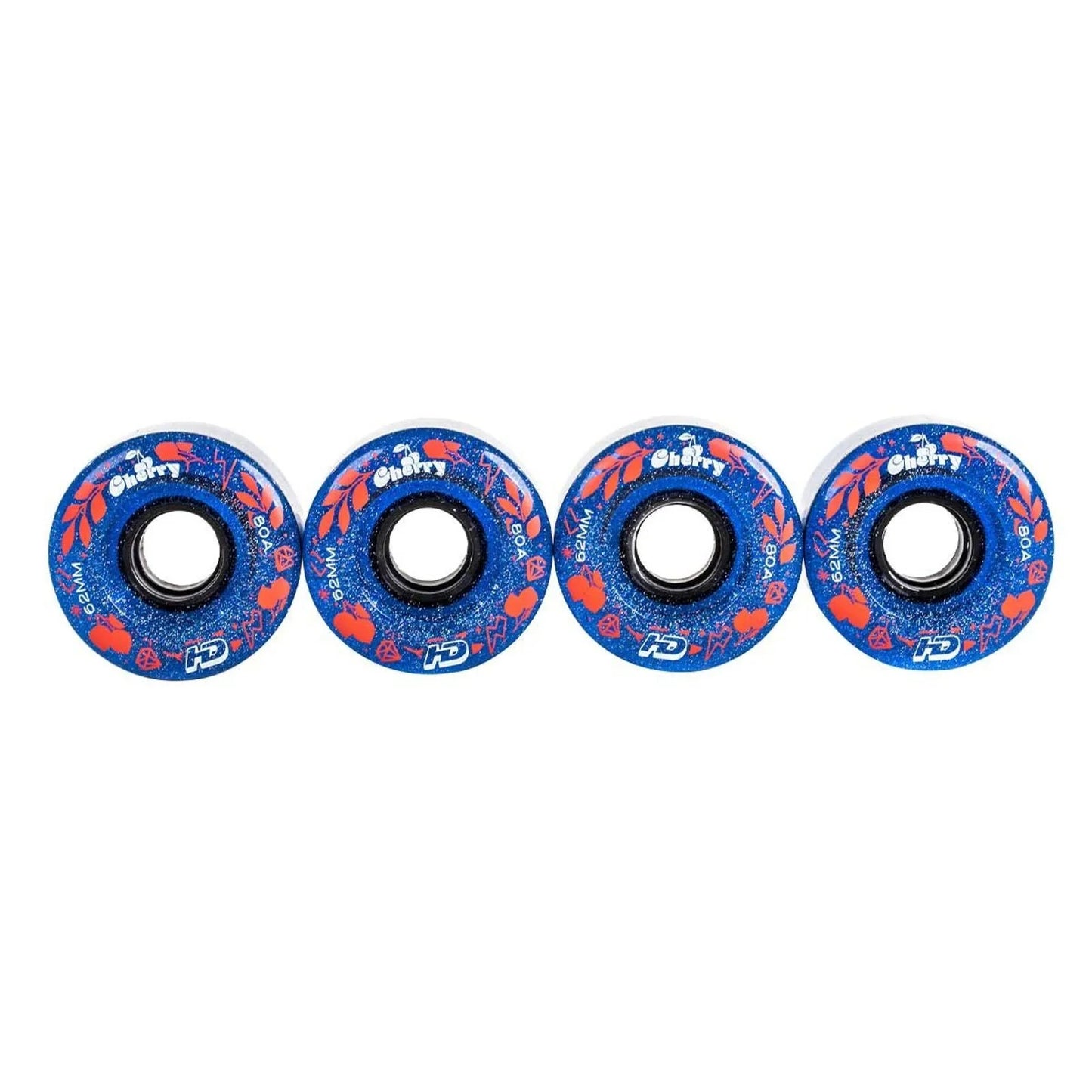 JOGO DE RODAS HD INLINE CHERRY AZUL GLITTER | 62mm 80a