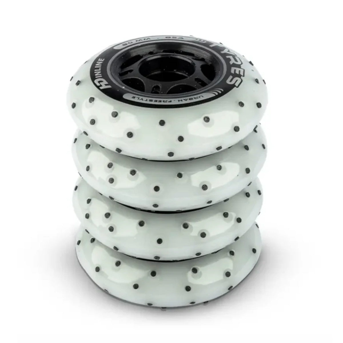 JOGO DE RODAS HD INLINE TYRES FAÍSCA BRANCO | 80MM 85A