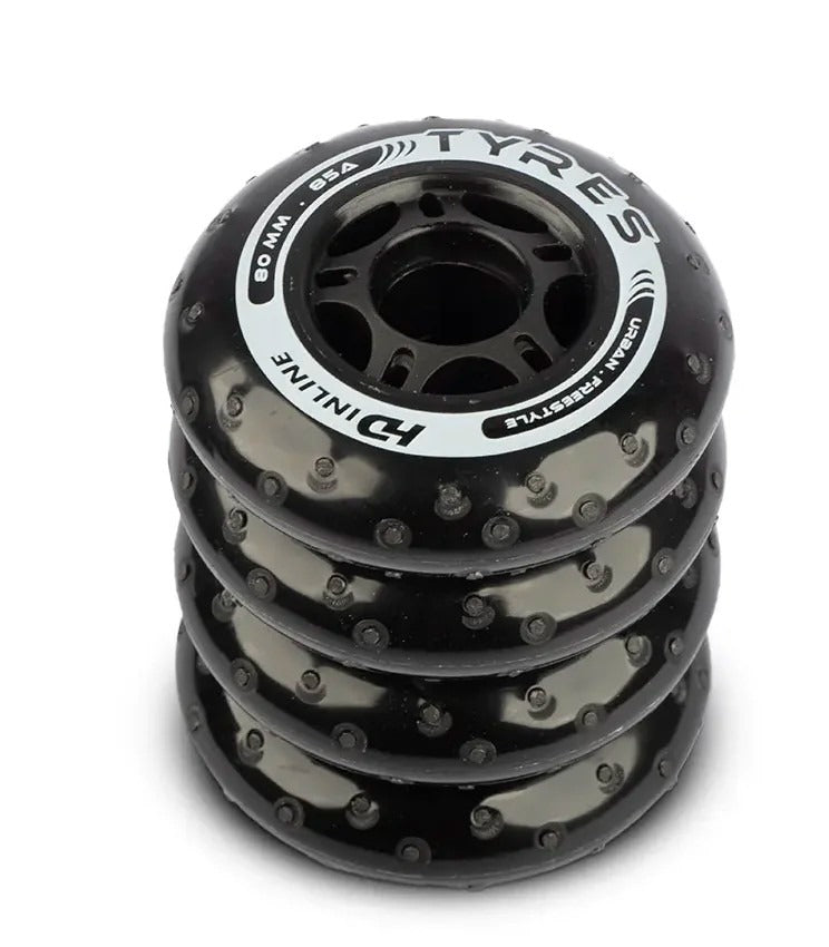JOGO DE RODAS HD INLINE TYRES FAÍSCA PRETO | 80MM 85A