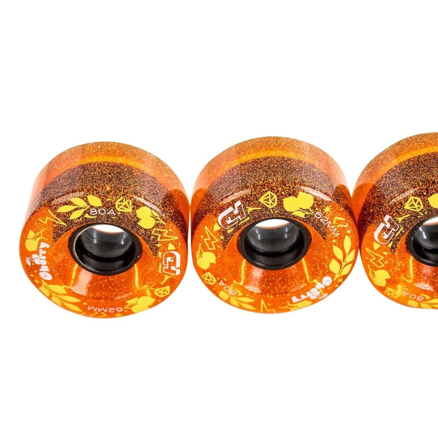 JOGO DE RODAS HD INLINE CHERRY LARANJA GLITTER | 62mm 80a