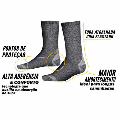 MEIA SELENE ESPORTIVA PERFORMANCE COOLMAX TREKKING - PRETO MESCLA