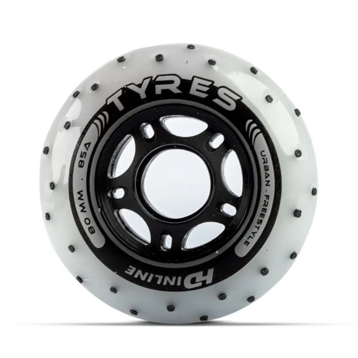 JOGO DE RODAS HD INLINE TYRES FAÍSCA BRANCO | 80MM 85A