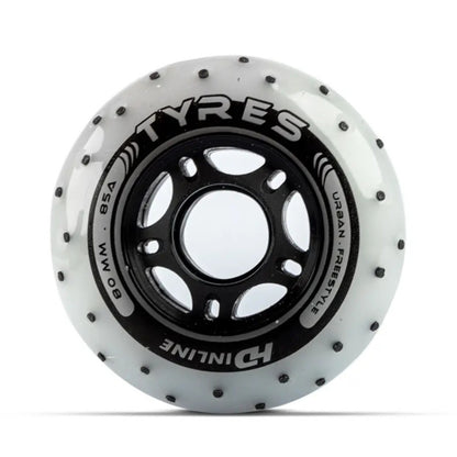 JOGO DE RODAS HD INLINE TYRES FAÍSCA BRANCO | 80MM 85A