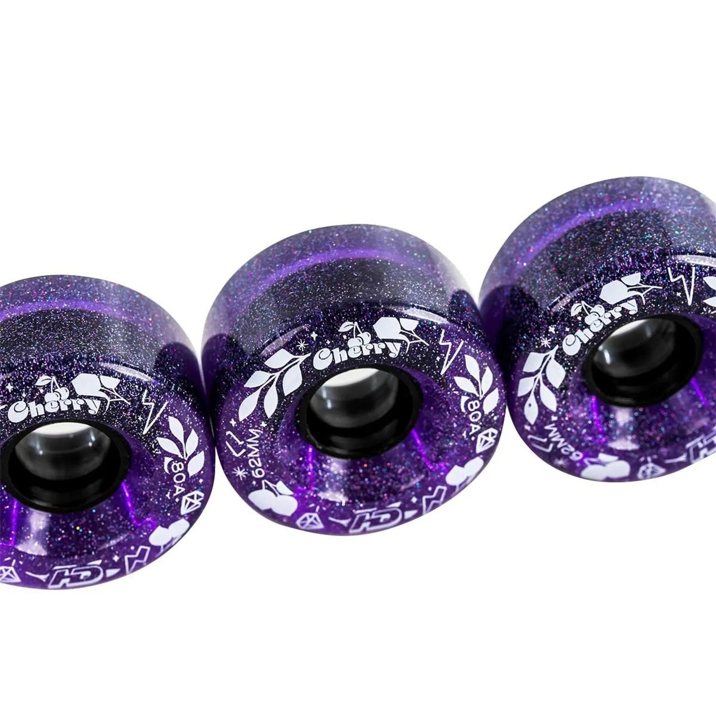 JOGO DE RODAS HD INLINE CHERRY ROXO GLITTER | 62mm 80a